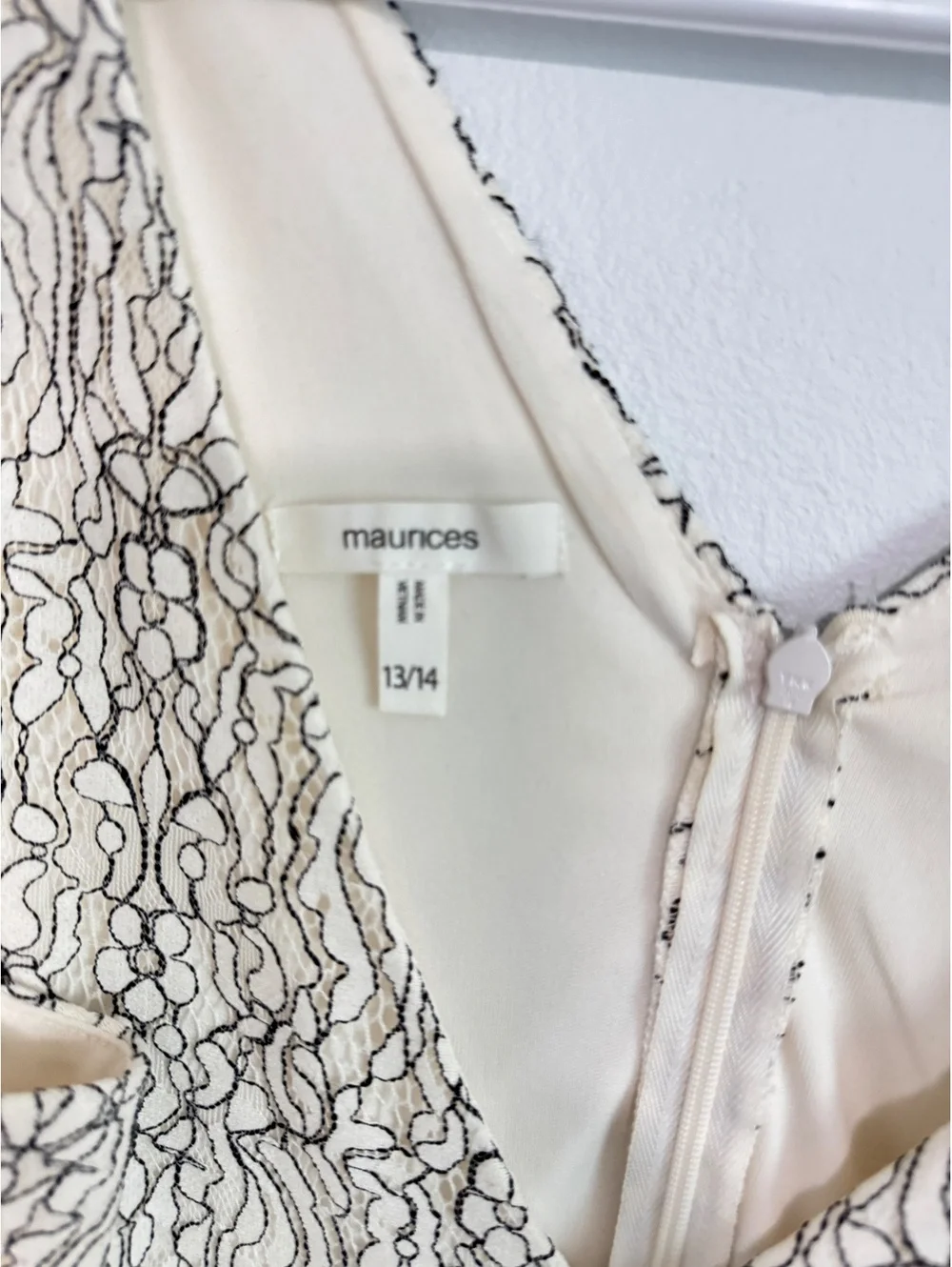 Maurices Girls' Cream and Black Lace Dress Size 13/14